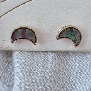Cost Plus World Market Gold and Iridescent Crescent Earrings